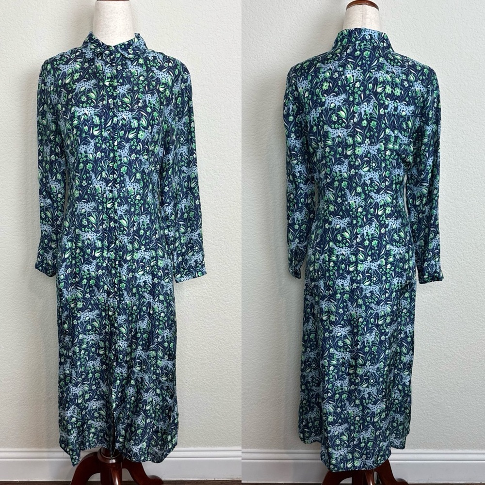 J. Crew Button-front midi dress‎ in fauna floral - Picture 4 of 13